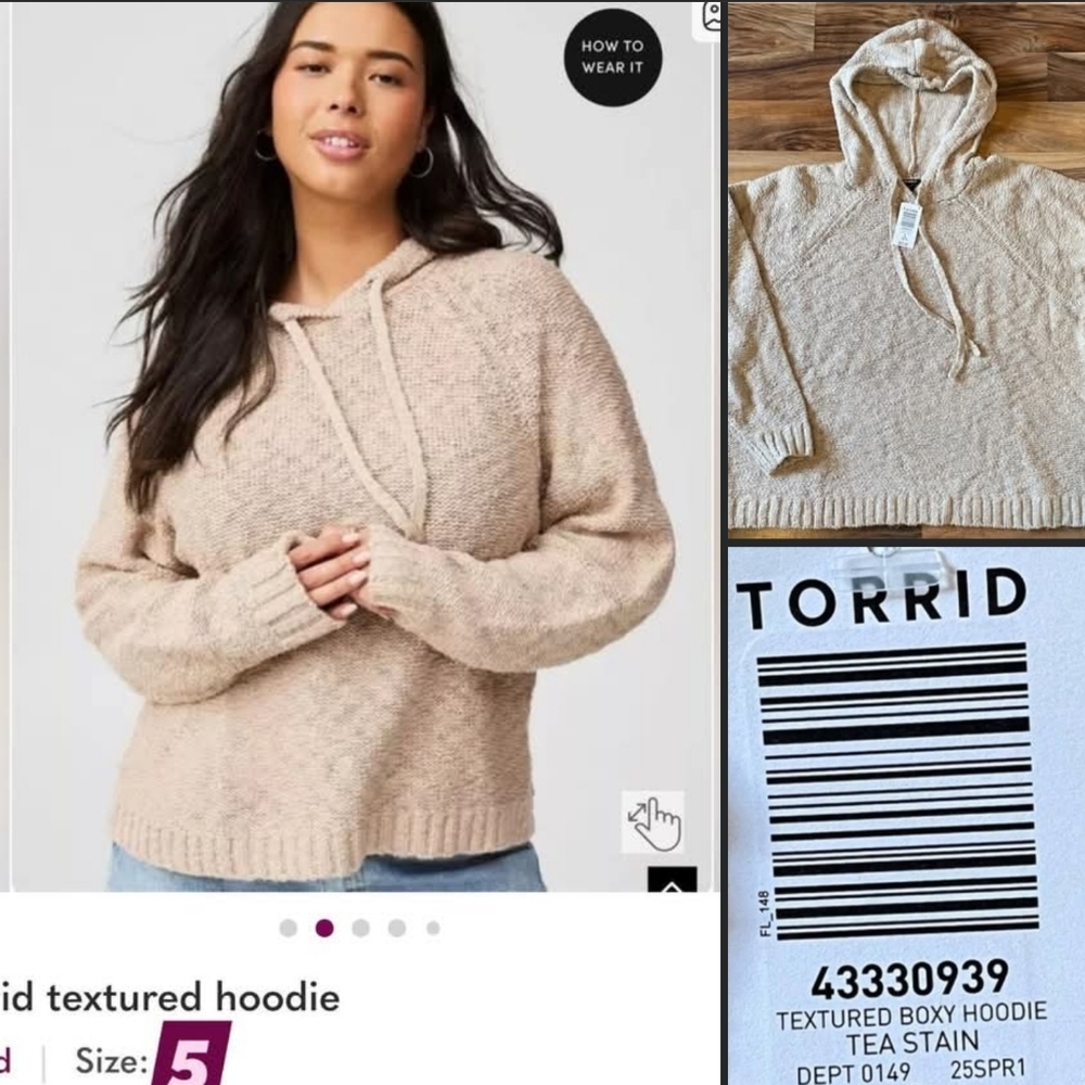 ISO Torrid 4 Textured Sweater Hoodie Tea Stain